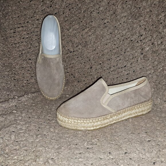 TONI PONS-Origens-Flatform Espadrilles-Light Brown Suede-Sz 37-Near Mint - Picture 1 of 8